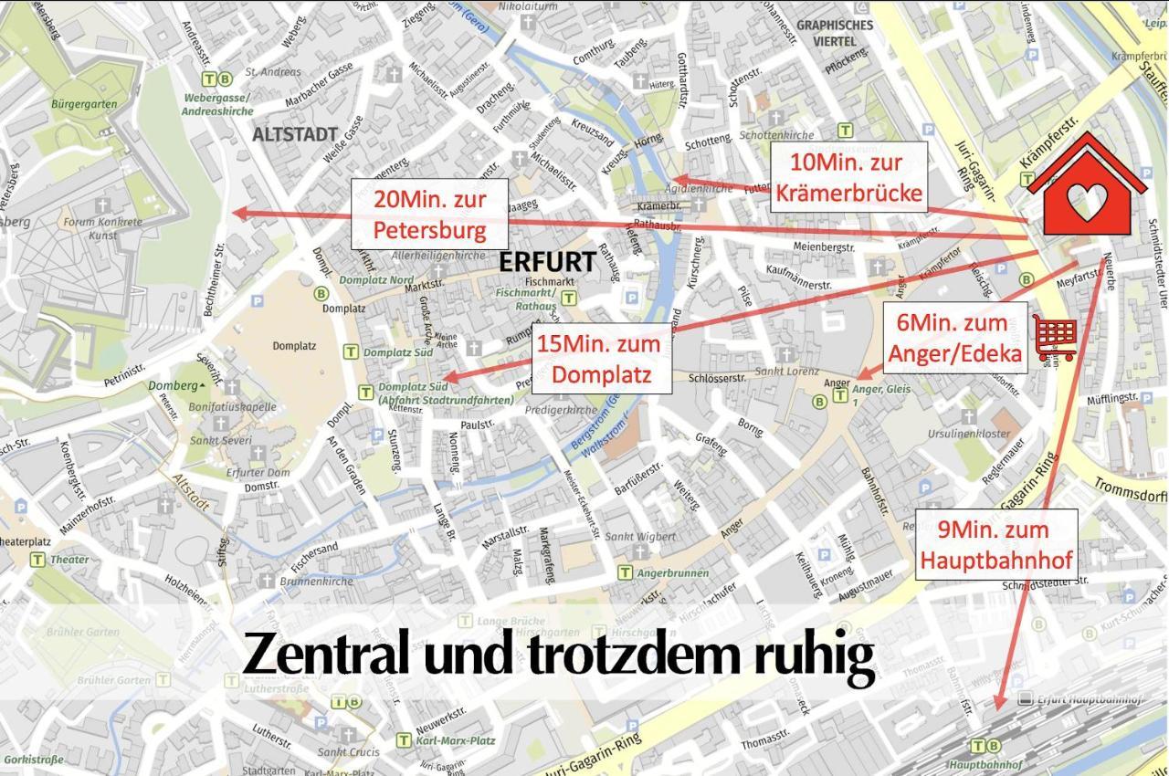 Helle 72Qm Maisonette Wohnung Im Herzen Erfurts Mit Kingsize Bett, Smart-Tv, Etc Kültér fotó